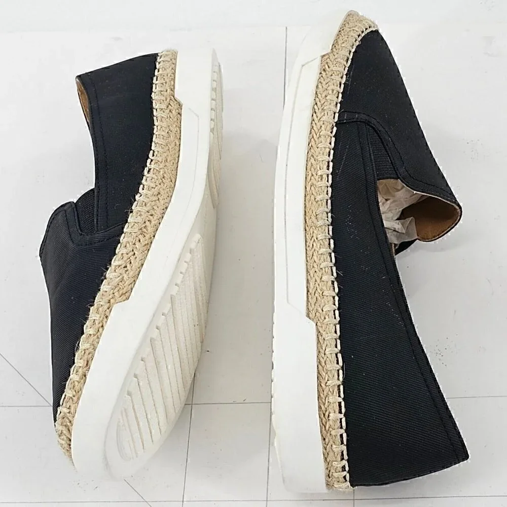 COMFORTVIEW Lara Black Canvas Slip-On Espadrille Flat Elastic Goring  8W